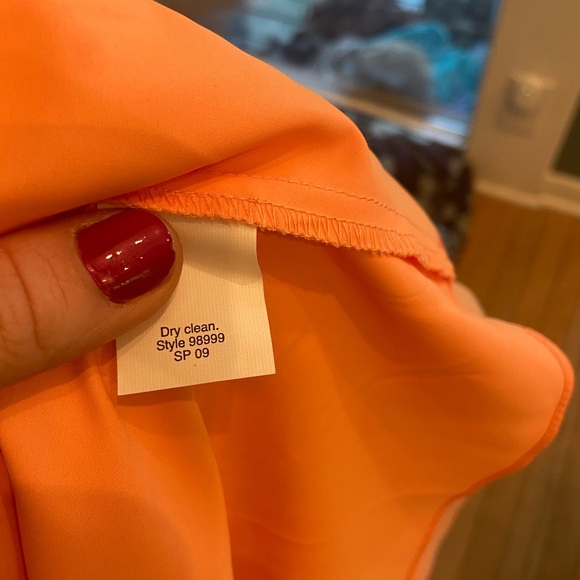 Orange sherbert colored silk crepe twist front hcrew cocktail dress - Picture 3 of 5